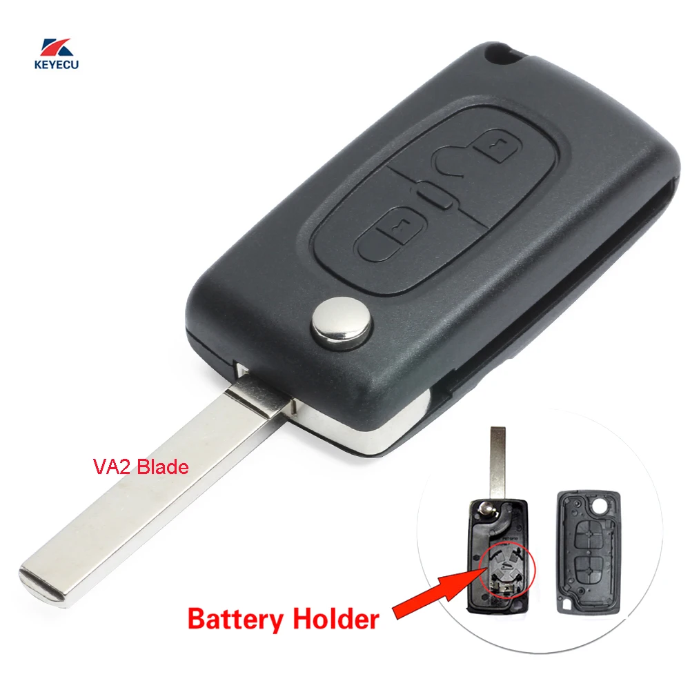 KEYECU Replacement Shell Folding Flip Remote Key Case fob 2 Button for