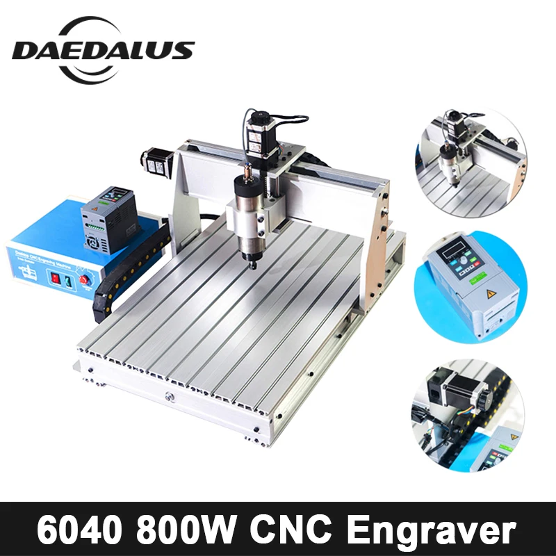 

CNC 6040 Engraver 0.8KW/1.5KW/2.2KW 220V Air Cooled Spindle 3 AXIS Ball Screw Mini Engraver Soft Material For Milling Machine
