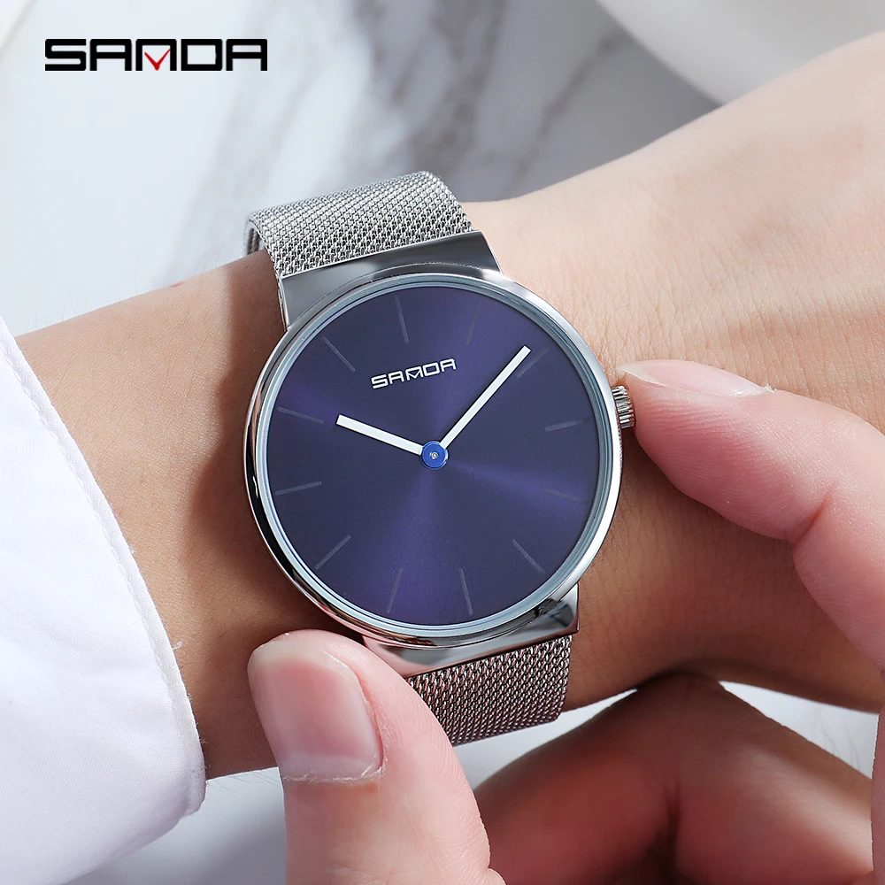 

SANDA Brand Luxury Mens Watches Men Fashion Simple Quartz Wristwatches Stainless Steel Mesh Belt Male Watch relogio masculino