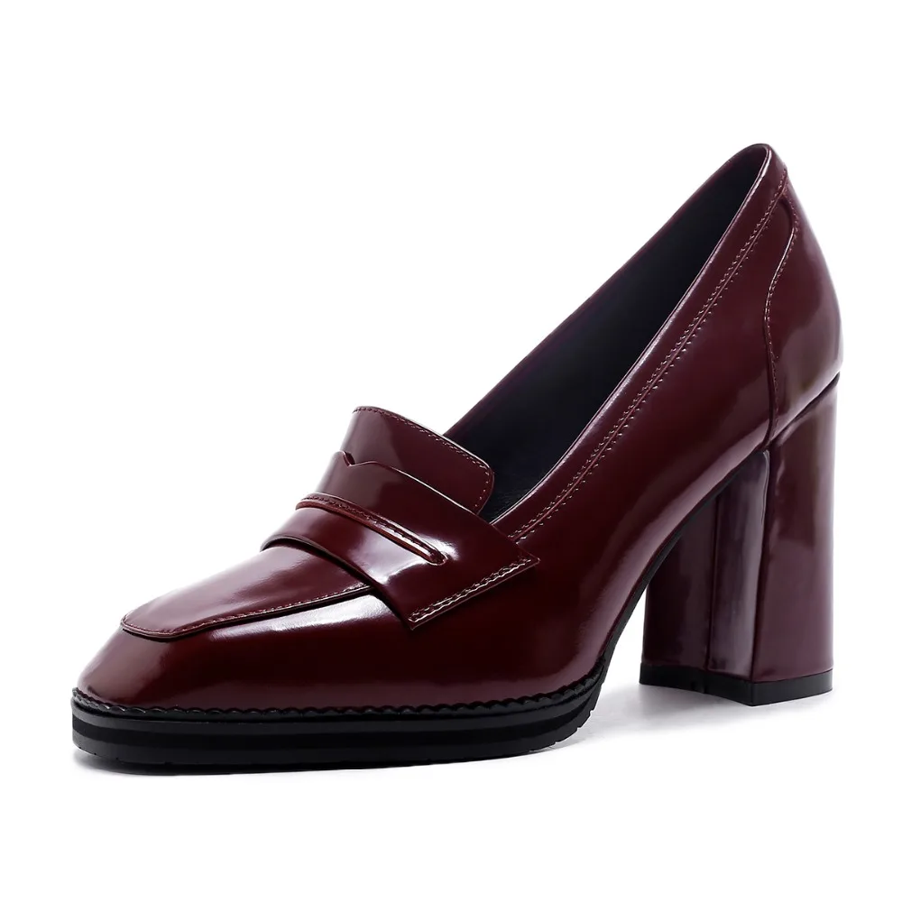 Модная 2017 Демисезонная обувь из натуральной кожи с квадратным носком без