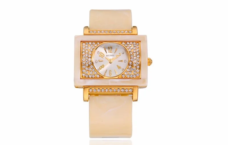 Модные женские часы с большим квадратным циферблатом, дизайнерские роскошные часы с золотыми розами и леопардовым принтом, полимерные часы-браслет