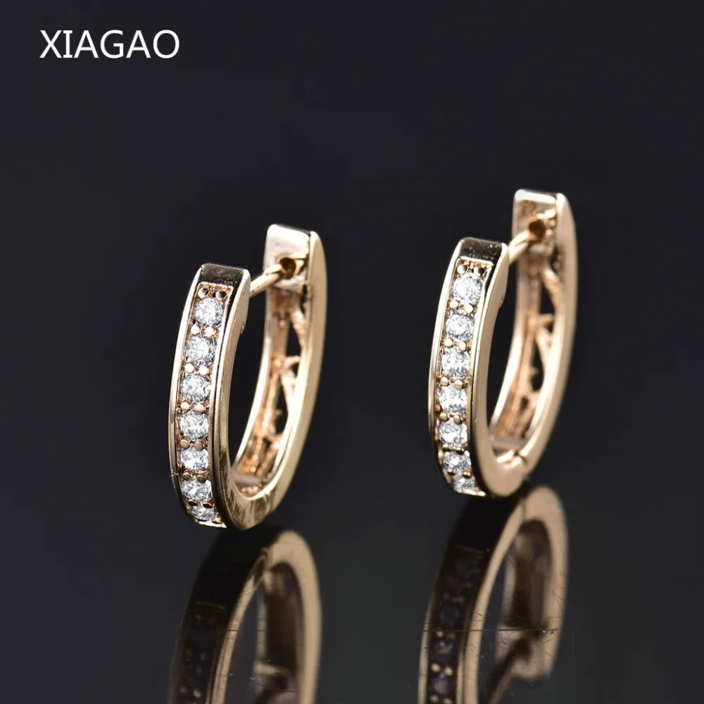 

XIAGAO Fashion Earrings for Women Circle Gold Color Big Hoop Earring Paved Luxury AAA Cubic Zirconia Round Loop CZ Earrings E110