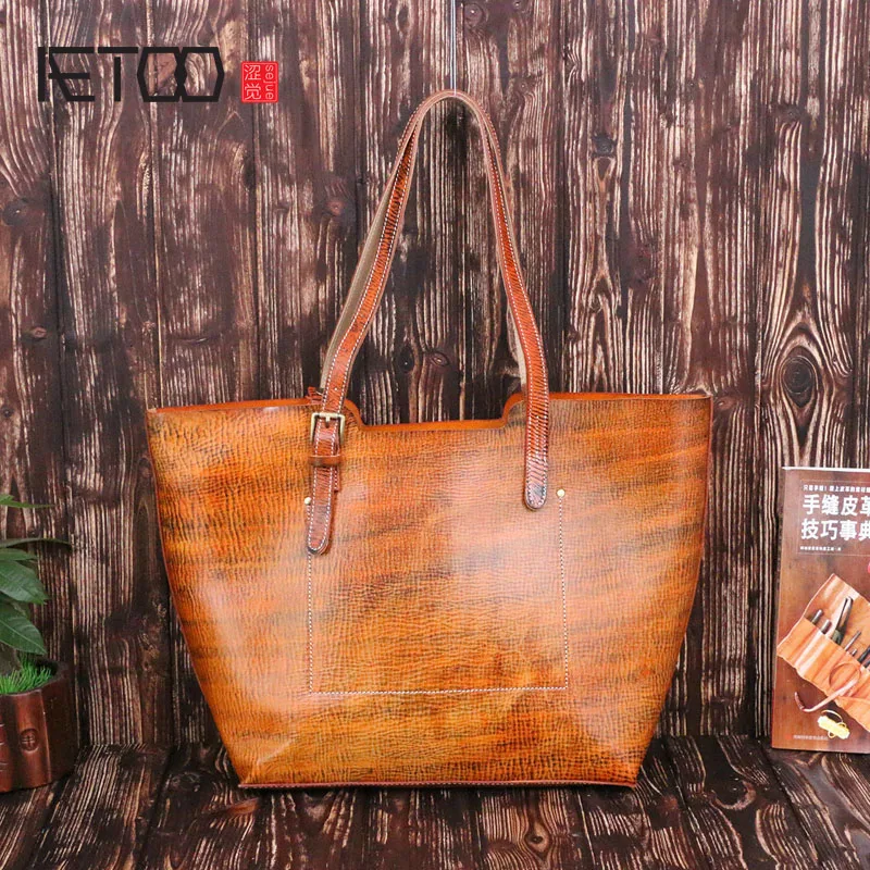 

AETOO Original design simple handbags hand bag shoulder bag head layer leather handbags