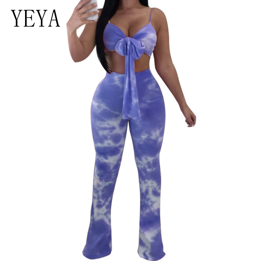 

YEYA Vintage Print Two Pieces Women Casual Bodycon Jumpsuit Off Shoulder V Neck Sleeveless Backless Beach Party Overalls Female