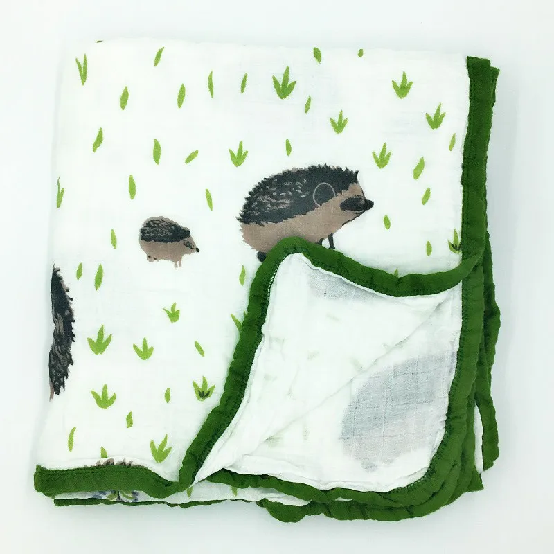 4/6 многослойное муслиновое хлопковое Пеленальное Одеяло, аксессуары для фотографирования новорожденных, мягкое Пеленальное Одеяло, постельные принадлежности, летнее воздухопроницаемое одеяло - Цвет: hedgehog
