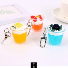 DHL 100 шт/партия Новые брелки для мороженого мини фруктовая чашка для льда брелоки колье Подарочное