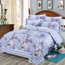 Purple Flower 4pcs Kid Bed Cover Set Cartoon Duvet Cover Adult Child Bed Sheets And Pillowcases Comforter Bedding Set 2TJ-61002 nightmare before christmas 4pcs bedding set duvet cover bedspread pillowcases
