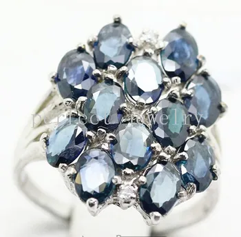 

Per jewelry Natural sapphire luxury ring Free shipping 925 sterling silver 0.35ct*12pcs gemstone For men or women C5020506