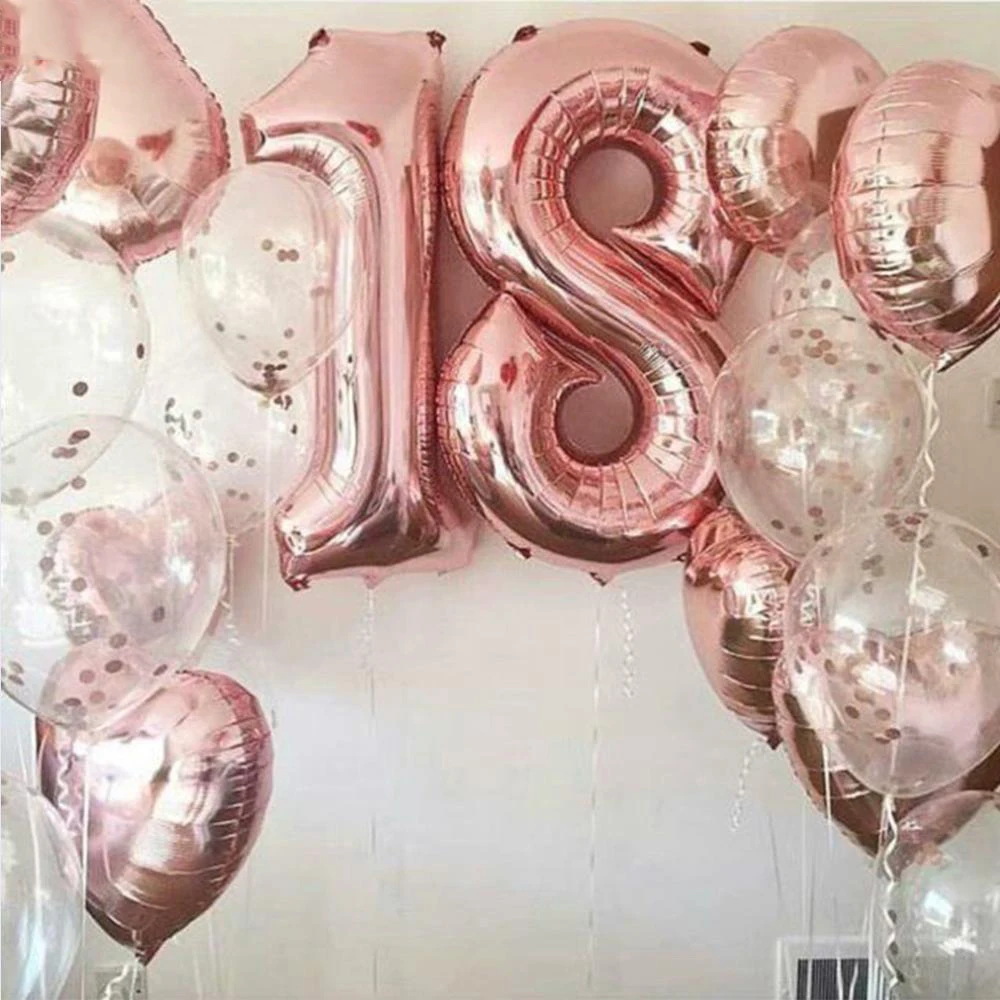 PATIMATE с днем рождения воздушные шары розовое золото номер баллоны 18-летний День рождения украшения Дети взрослый 18 день рождения балок Декор