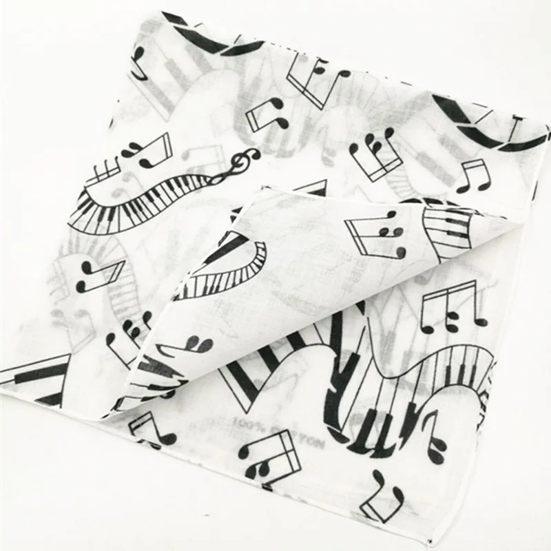 

2017 Fashion Hip Hop Music Note Keyboard Pattern Head Scarf Wrap Bandana Print Wristband Headband 12pcs/lot 55*55cm