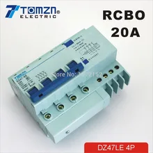 DZ47LE 4P 20A 400 В~ 50 Гц/60 Гц автоматический выключатель с защитой от перегрузки по току и утечки Авко