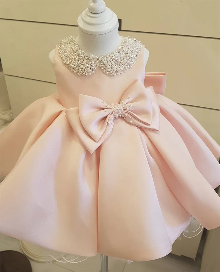 Vestidos para Festa e Casamento Vestido de Baile Bebê Menina Frisado Arco Princesa Meninas Tule Baptismo 1st Aniversário 9 frisado arco princesa bebê meninas tule baptismo