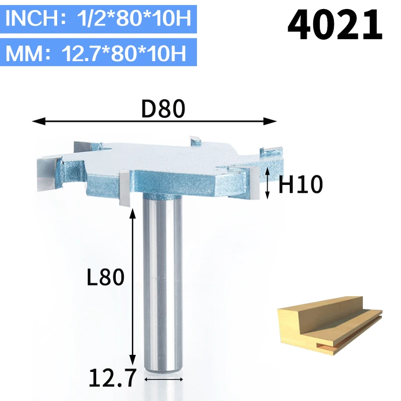 HUHAO 1 шт. 1/" хвостовик Т-образный долбежный деревообрабатывающий резак промышленного класса 6 флейт фрезы для дерева Инструмент Фреза - Длина режущей кромки: 4021