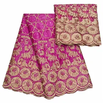 

African Lace Fabric Guaranteed quality! embroidery bazin riche getzner 5yards + 2yards swiss voile lace BL1026