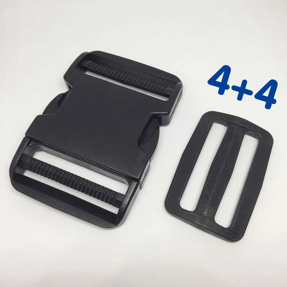 4sets 2inch 5cm Plastic Clasp Side Release Buckles Includes 4 Triglide Adjustment Clips Best for
