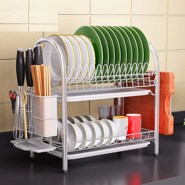 304 Three Layer Stainless Steel Folding Hanging Dish Rack Draining Bowl