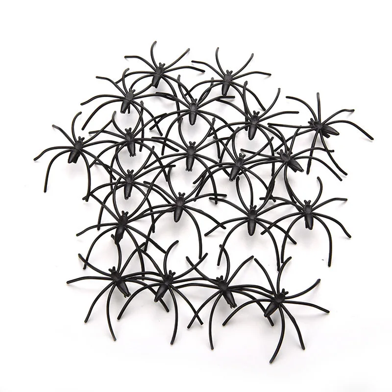 20Pcs Halloween Decoration Plastic Black Spider Funning Joking Toys Decoration Realistic Props Festival Supplies