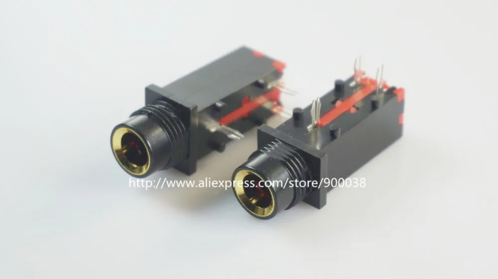 500pcs 0 250 6 35mm stereo phone Jack female Headphone Connector 3 conductor 3 contact right angle through hole Solder