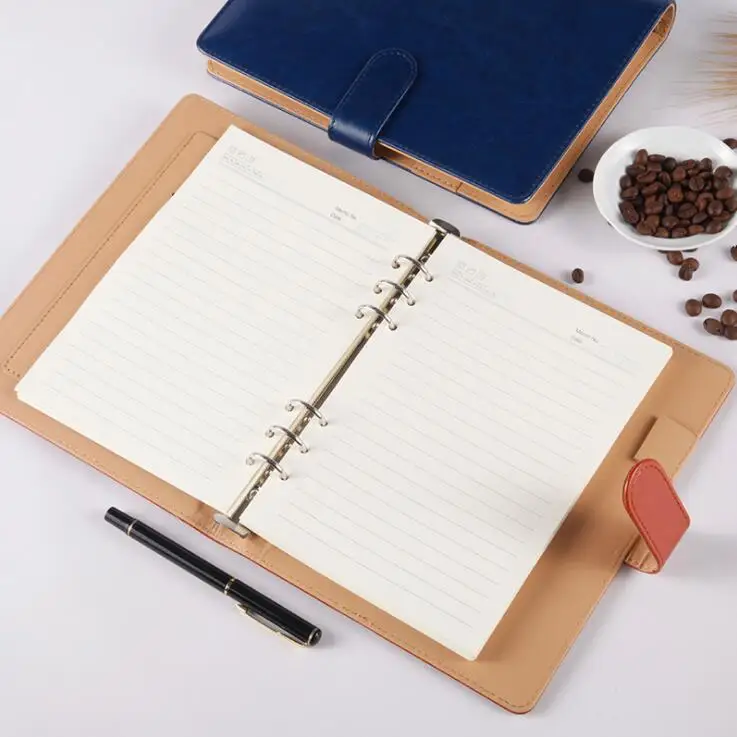 PU Leather A5 B5 Loose-leaf Spiral Business Notebook Hardcover Agenda Journals Line Sketchbook Diary Memo Planner Notepad