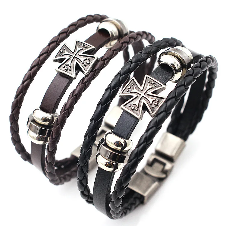 Модные кожаные браслеты с крестом, браслеты в стиле стимпанк, украшение для Forsining, модные дизайнерские украшения