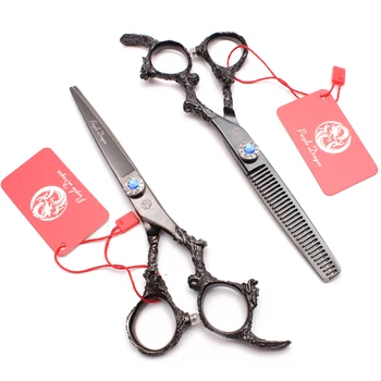 

2Pcs 5.5In. 16cm JP Telfon Purple Dragon Thinning Scissors Cutting Shears Hairdressing Scissors Professional Hair Scissors