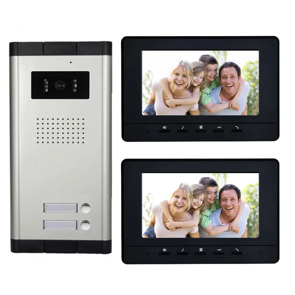 2 Units Apartment intercom system Video Door Phone Door Intercom HD Camera 7\ Monitor video Doorbell for 2 Household