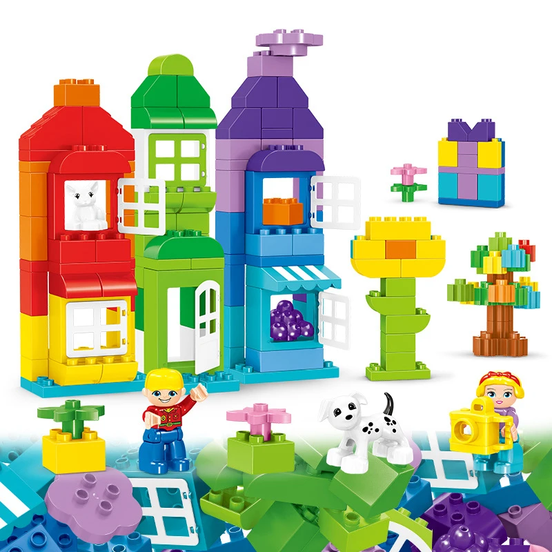 130 шт. Большой Творческий Классический Diy окна дом строительные блоки кирпич Совместимость Duploe Развивающие игрушки для детей подарок