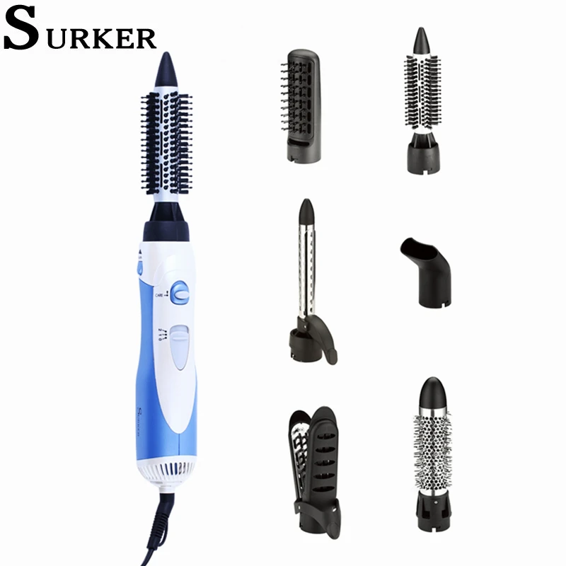 

6 in1 Multifunctional Hair Straightener Curling Iron Negative ion Comb Professional Curling Iron Hair Dryer Hair Styling Tool