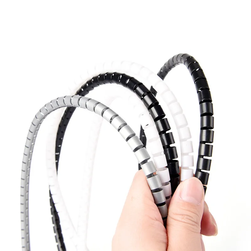 

1M 8mm Spiral Wrap Sleeving Band Tube Cable Protector Line Wire Management Wrap With Clip Tool Spiral Office Home