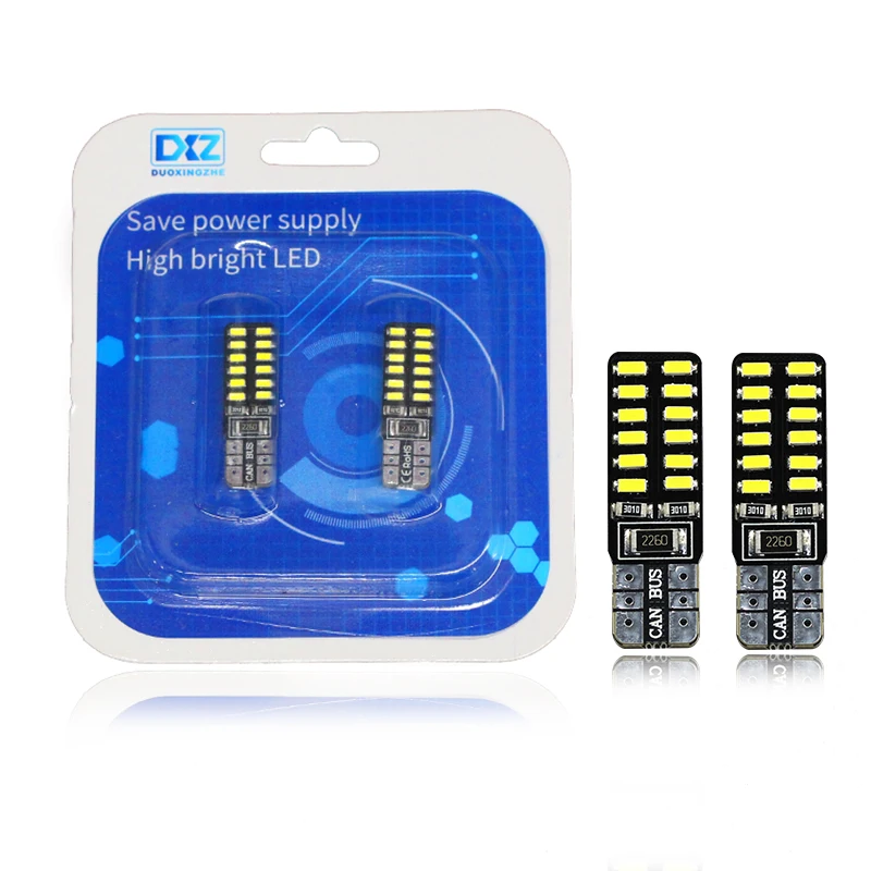 

DXZ 2pcs T10 W5W LED Canbus 194 168 Led Light Bulbs 4014 24 SMD Car Interiror reading dome lamps Parking Lights Car accessories