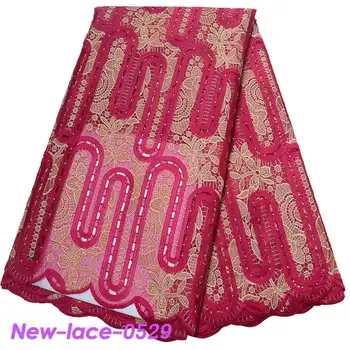 

High Quality 2019 African French Net Lace Fabric Embroidered Nigerian Lace Fabric 5Yards Guipure Cord Lace With Stones n003