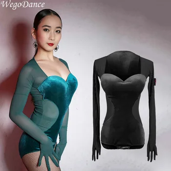 

new woman latin bodysuit top with breast cushion sexy leotard bra pad for woman freeshipping