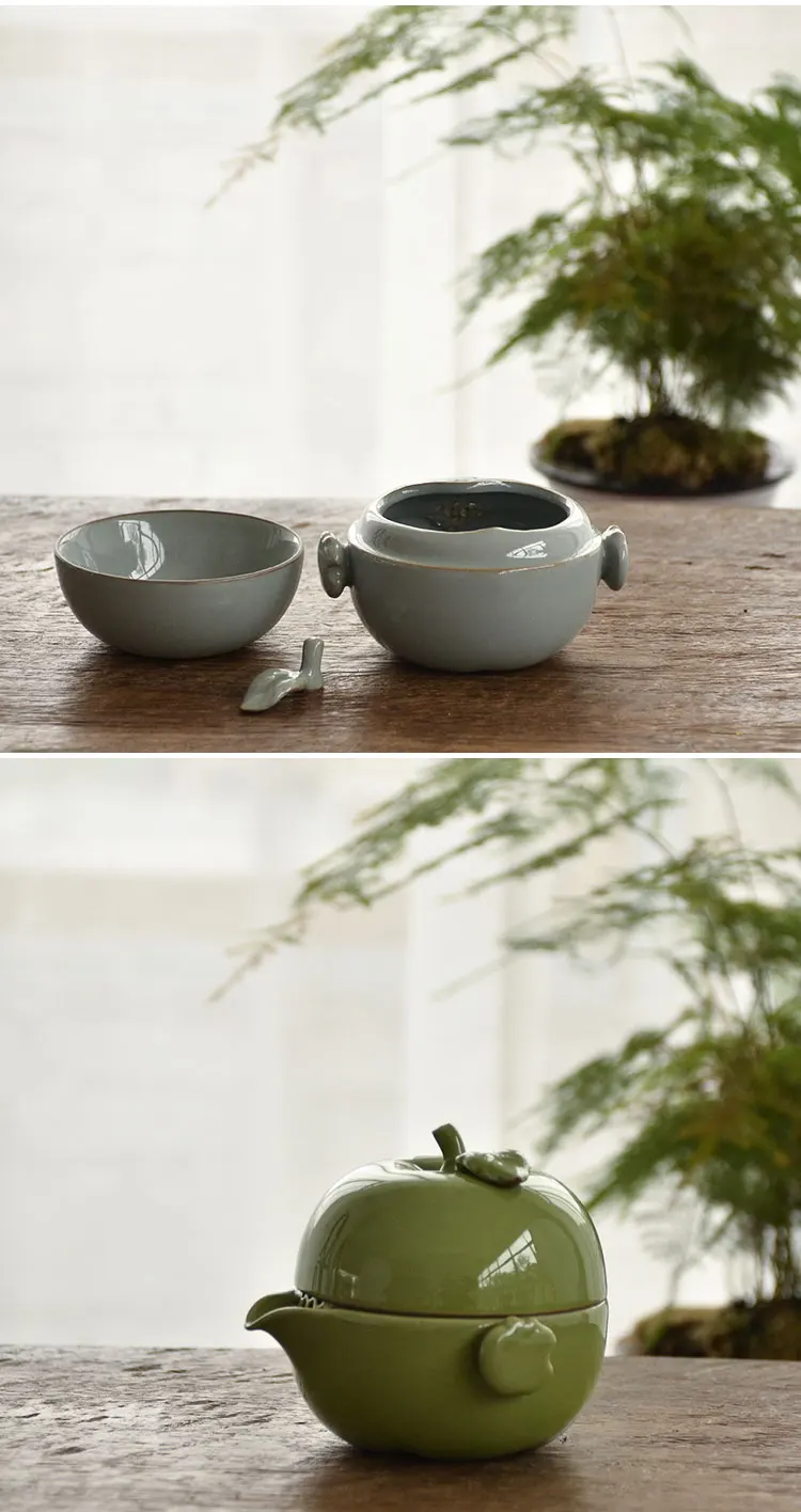 TANGPIN керамика чай горшок apple gaiwan творческий Китайский S портативный путешествия комплект с дорожная сумка