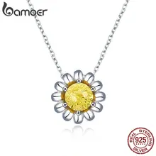 BAMOER, ожерелье с ромашками для женщин, Стерлинговое Серебро, фейерверк, камень, цветок, кристалл, короткое колье, ожерелье, s, аксессуары SCN184