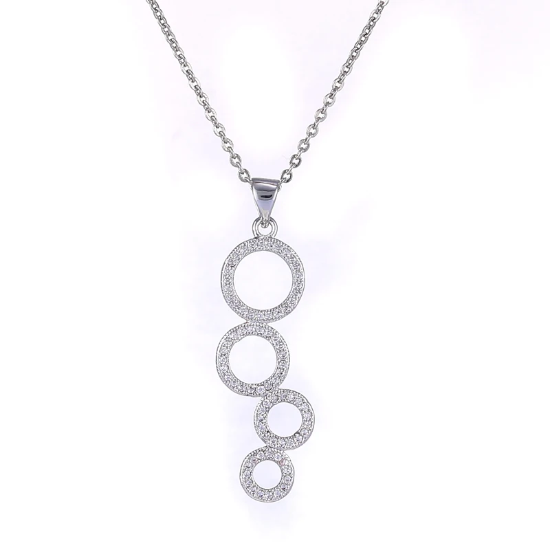 

Fashion Jewelry Vintage Zircon Four Circles Beads Necklaces & Pendants Diy Copper Micro Pave Chain Pendant For Friend Charm Gift