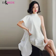 Белое простое Официальное Платье женское элегантное арабское вечернее платье короткое вечернее платье вечерние платья для выпускного вечера ES2546