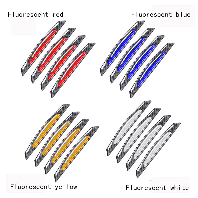 4 шт. автомобильные отражающие наклейки светящиеся наклейки на дверь для Volkswagen BMW Mazda Mercedes-Benz Audi анти-наклейки против столкновения - Цвет: 4PCS Carbon yellow