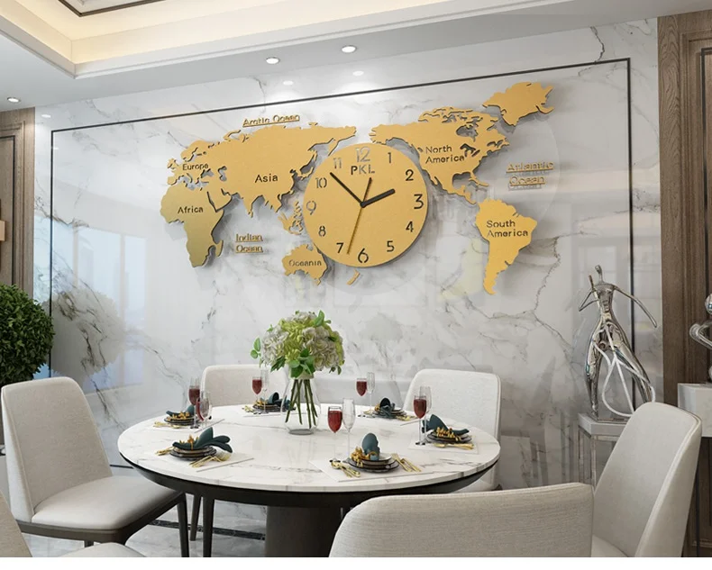 Карта мира настенные часы современный дизайн большие настенные часы для гостиной домашние декоративные часы настенные спальни бесшумные цифровые настенные часы