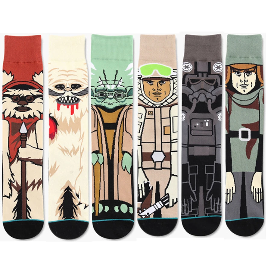 

2018 New Men Novelty Star Wars Cotton Stockings Planet Battle Vader Socks Funny Tide Long Socks Happy Lovers Sox Gift Mens Socks