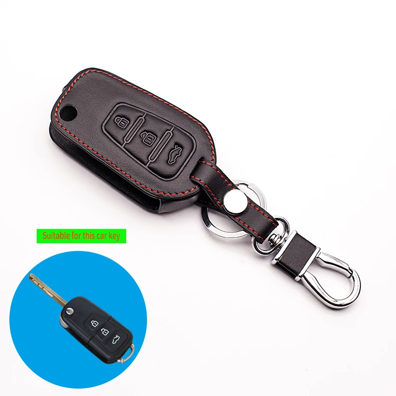 

For LiFan X60 3 buttons top layer leather remote control key cover case protection bag folding Auto Accessories starline a93