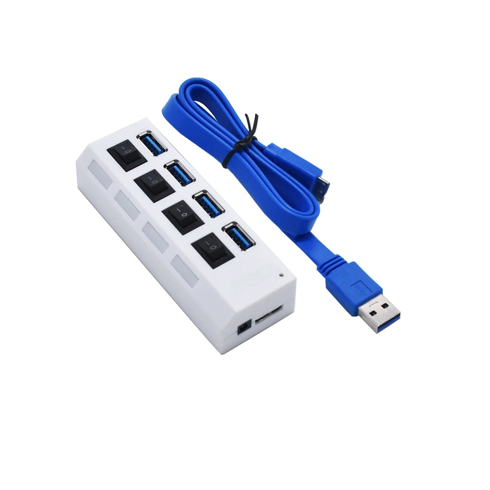 1 шт. черный USB 3,0 концентратор 4 порта скорость 5 Гбит/с для ПК ноутбука с переключателем ВКЛ/ВЫКЛ