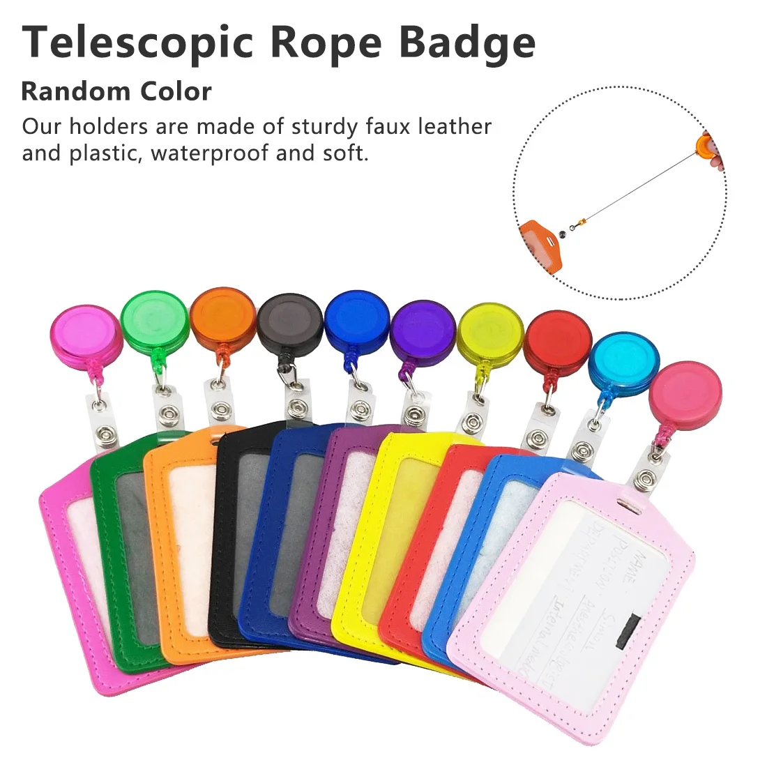 

Necks Aluminum Bank Credit Card Holders Bus ID Card Holder Identity Red Yellow Blue Badge with Retractable Reel No Zipper