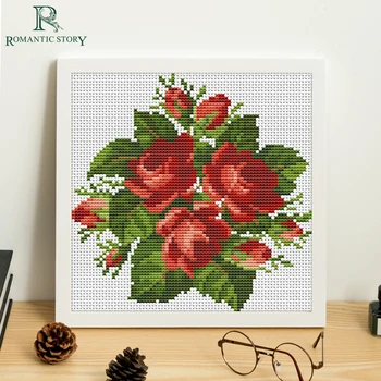 

Embroidery,Paintings,Needlework,Cross stitch kits,Rose flower,home DIY Cross-stitch,thread embroidery,Romantic Story
