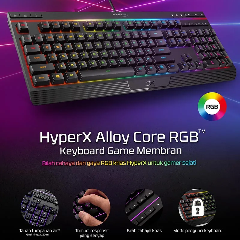 

HyperX Alloy Core RGB Gaming keyboard Keyboard Lock Mode Signature HyperX light bar and RGB style for core gamers