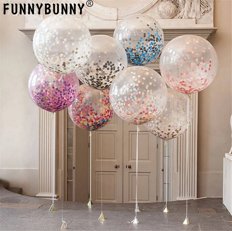 

36"Confetti Balloons Jumbo Latex Balloon Paper Balloons Crepe Paper Filled with Multicolor Confetti for Wedding or Party