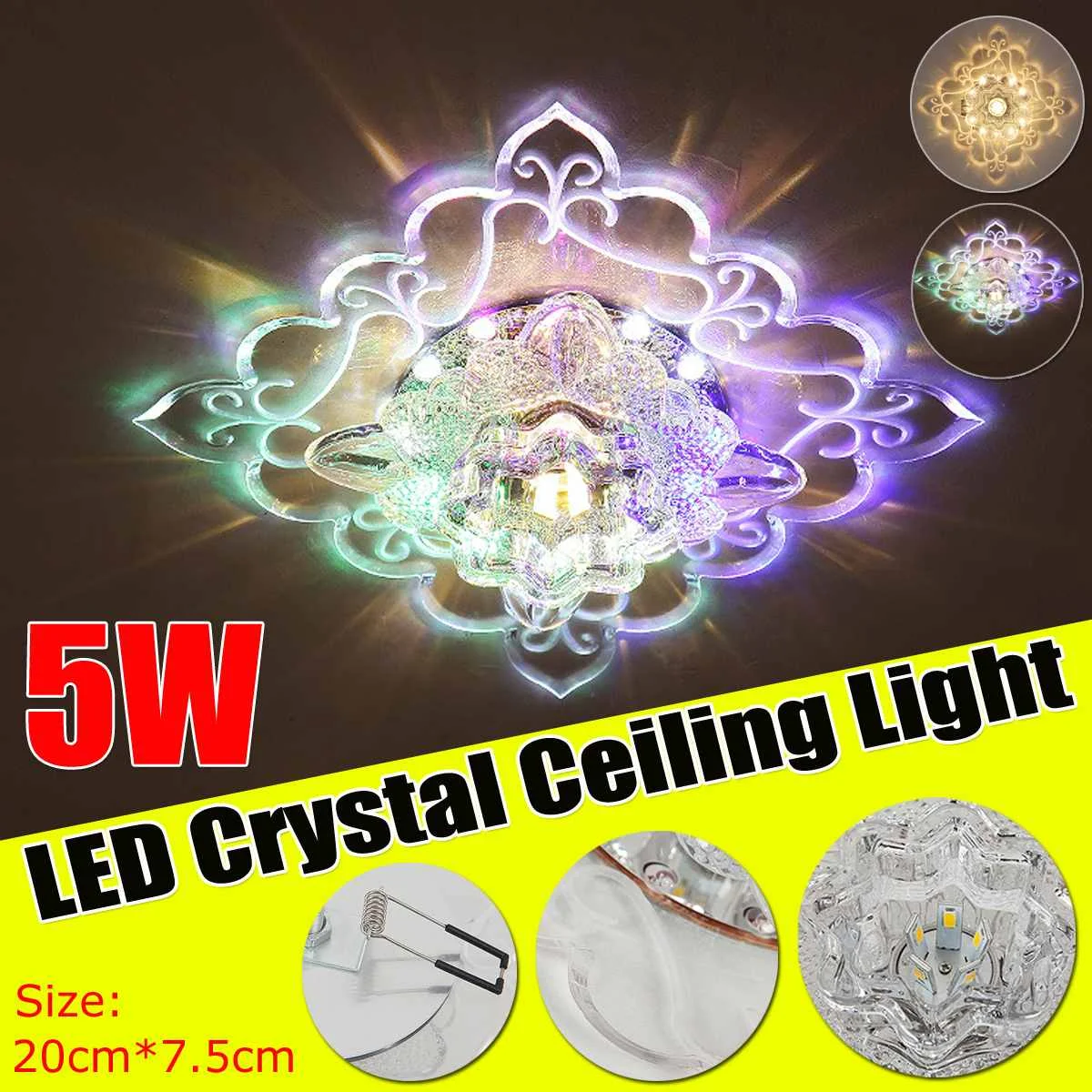 

200mm x 75mm Modern LED Crystal Ceiling Light Lighting Fixture Lamp 110-240V Ceiling Lamp for Living Room Aisle Decoration