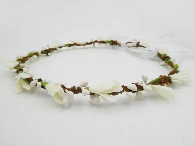 Bohemian Floral Hair Band Foam Flower Halo Boho Headdress Ivory