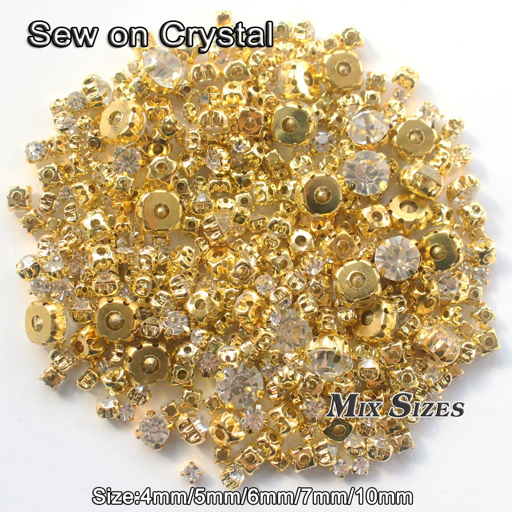 

2018 Silver/GOLD Claw mix sizes Sew on Clear Crystal Sewing on Rhinestone High Crystal STONE 3D Craft DIY for Garment bags
