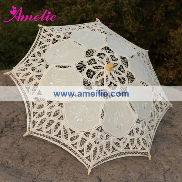 Kids Lace Embroidered Small Umbrella Parasol Bridal Wedding Party Decoration 