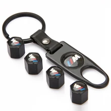 4Pcs Key Chain Car Styling Tire Valve Caps M Power Logo Emblem Tyre Air Stems Cap